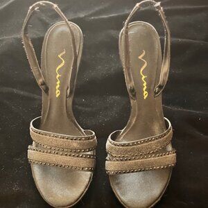 Nina Black Studded Heels